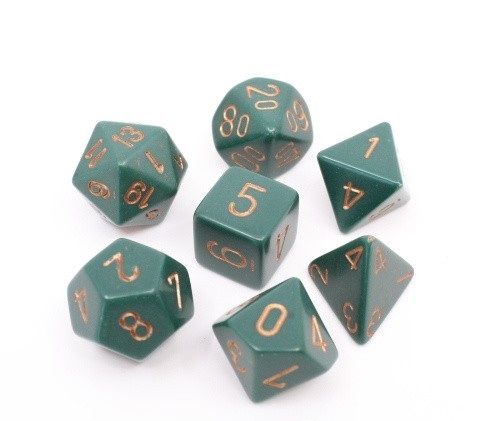 Opaque Dusty Green with Copper Dice Set - Rollespilsterninger - Chessex
